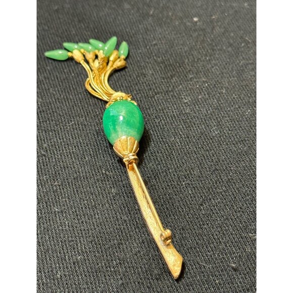 Vintage Gold Tone  Brooch With  Turquoise & Gold Chain And Turquoise Tassel - Picture 2 of 10